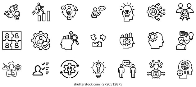 Colección de thin que representa conceptos de negocio y recursos humanos