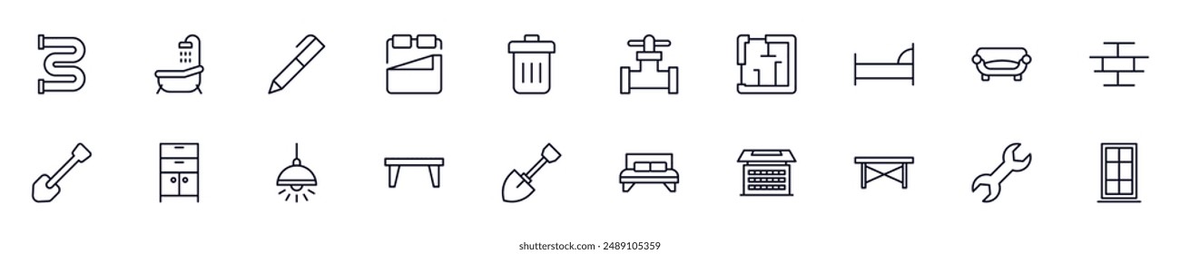 Collection of thin vector images of house, repair, renovation for web sites, newspapers, articles book 
