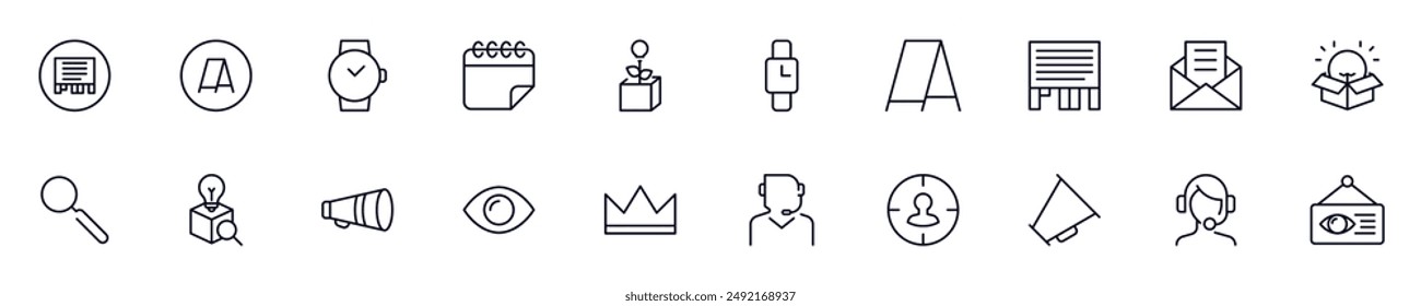 Colección de Imágenes vectoriales delgadas de marketing para Sitios web, diarios, libros de artículos 