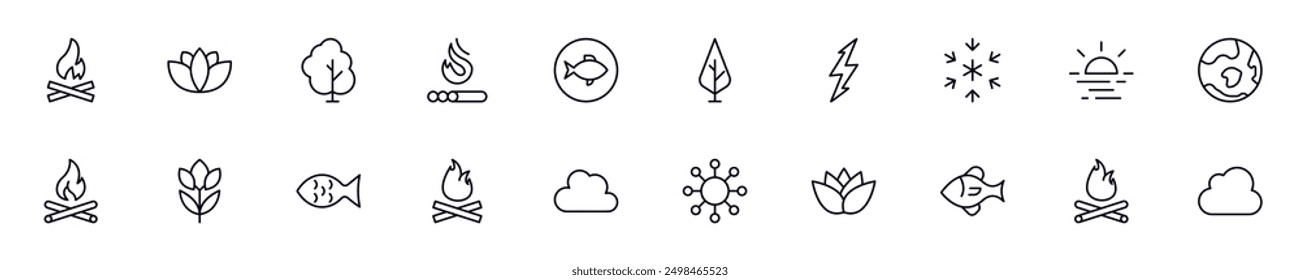 Collection of thin vector images of nature for web sites, newspapers, articles book