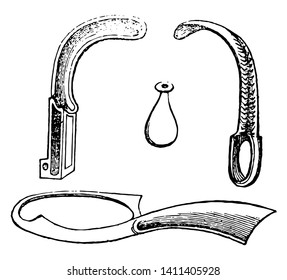 Sammlung von Sachen, die im Badezimmer verwendet werden, um eine Badewanne, Vintage-Linie Zeichnung oder Gravur-Illustration.