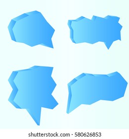 Collection of think and talk speech bubbles in the form of ice on light blue background. 

