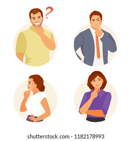 Collection of thinking people. Vector illustration