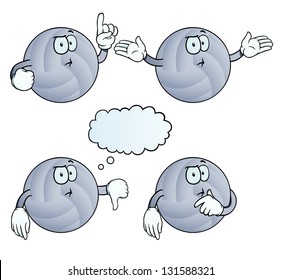 Collection of thinking volleyballs with various gestures.
