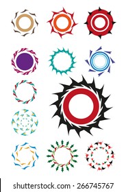 Collection of Thorny Circular Frames and Buttons.Template for many purpose. Editable EPS10 Vector and jpg illustration