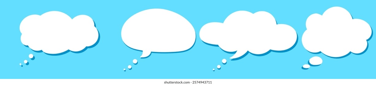 A collection of thought bubbles, including empty thought clouds, perfect for adding text or creative thinking elements. Vector illustration.