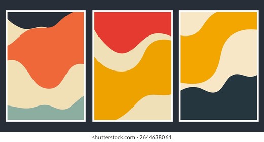 Sammlung von drei abstrakten Boho Stil Wandkunst Design Hintergründe