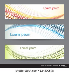 Collection of three abstract horizontal banners in vector