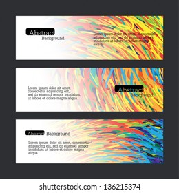 Colección de tres diseños de banner, líneas de color del espectro, ilustración vectorial, EPS10