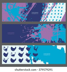 Collection three cards of ink splatter.