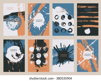 Collection three cards of ink splatter.