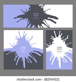 Collection three cards of ink splatter.