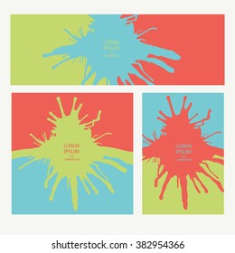 Collection three cards of ink splatter.