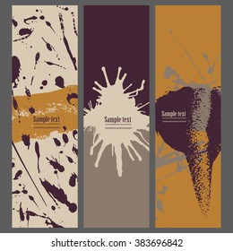 Collection three cards of ink splatter.
