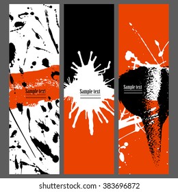 Collection three cards of ink splatter.