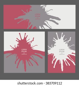 Collection three cards of ink splatter.