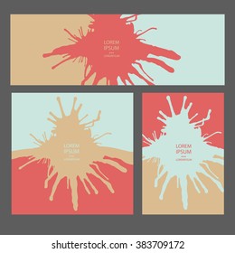 Collection three cards of ink splatter.