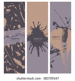 Collection three cards of ink splatter.