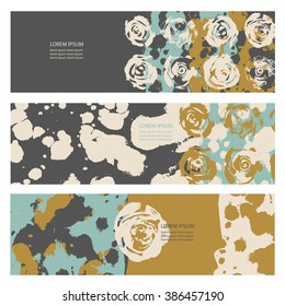 Collection three cards of ink splatter.