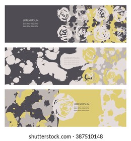 Collection three cards of ink splatter.