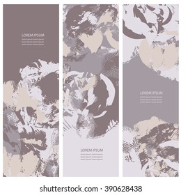 Collection three cards of ink splatter.