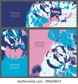 Collection three cards of ink splatter.