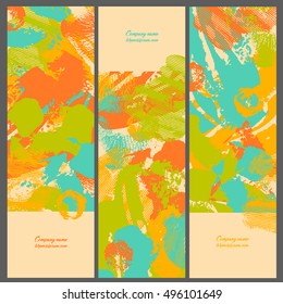 Collection three cards of ink splatter.