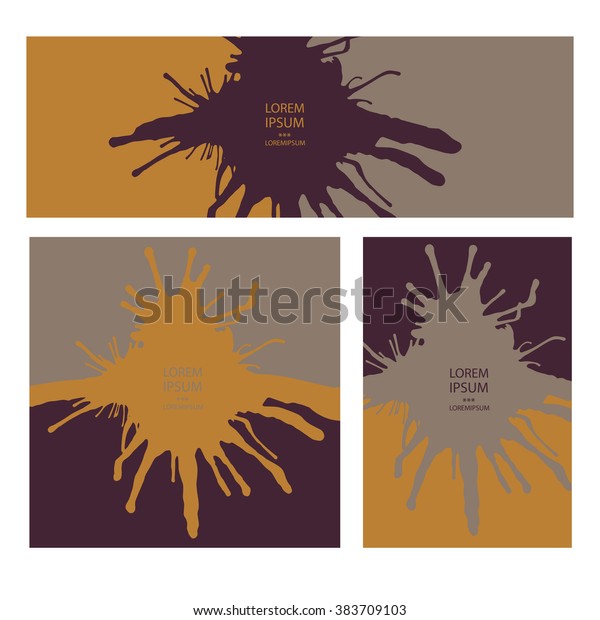 Collection Three Cards Ink Splatter Stock Vector (Royalty Free ...