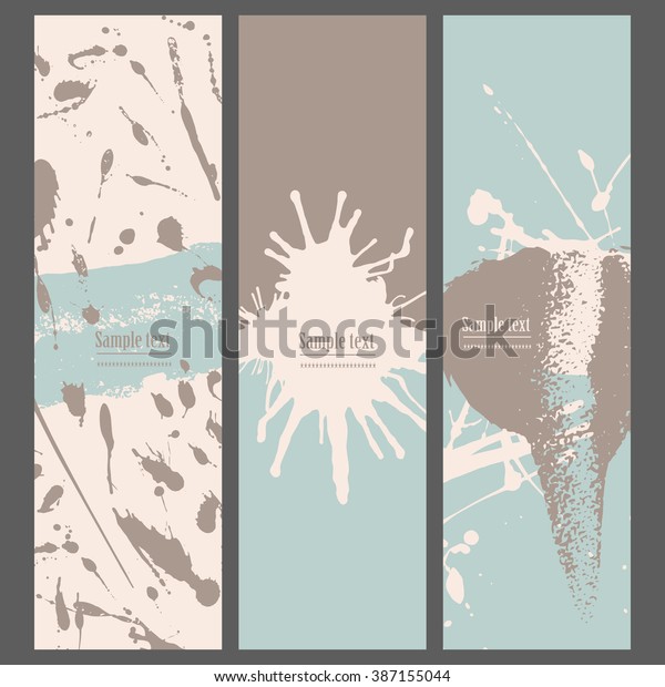 Collection Three Cards Ink Splatter Stock Vector (Royalty Free ...