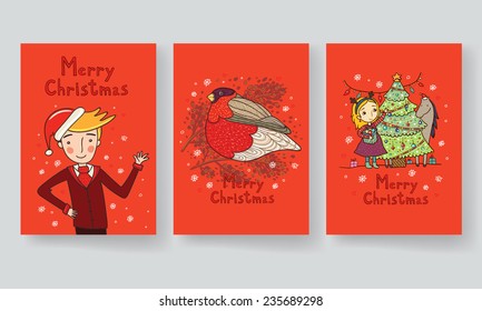 Collection of three Christmas cards.