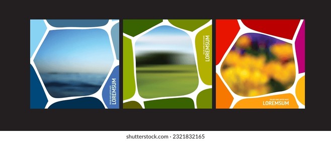 Collection of three creative geometric rounded abstract mask effects for social media. Simple masks that can be applied on your photos for presentations