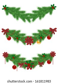 collection of three decorated Christmas border vector for design