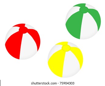 Collection Of Three Different Coloured Beach Balls, Vector Illustration