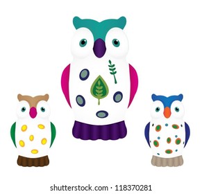Collection of three different owls