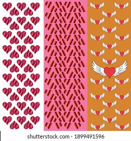 collection of three flat designs of love and friendship day
