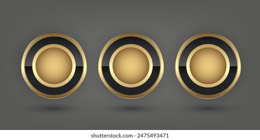 collection of three golden circles with a smooth gradient. with the center being slightly lighter. giving it a realistic in three-dimensional appearance. vector design