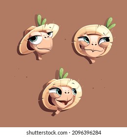 Collection of three illustrations of various emotions of a cute turtle in panama
