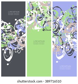 Collection three invitation cards of ink splatter.