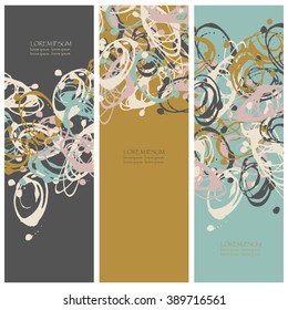 Collection three invitation cards of ink splatter.