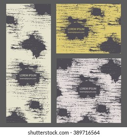 Collection three invitation cards of ink splatter.