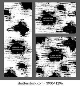 Collection three invitation cards of ink splatter.