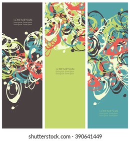 Collection three invitation cards of ink splatter.
