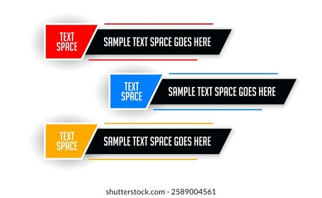 collection of three lower third text bar banner for business presentation vector