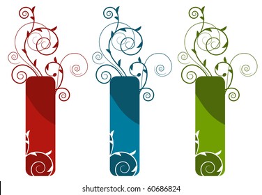 Colección de tres etiquetas ornamentales