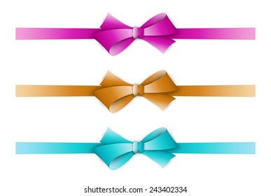 collection of the three ribbons with different color - violet, orange, blue
