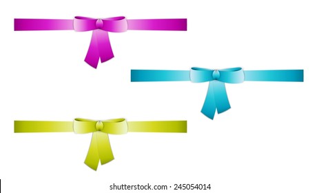 collection of the three ribbons with different color - violet, blue, yellow