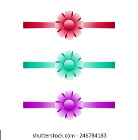 collection of the three ribbons with different color - red, violet, green