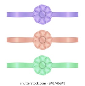 collection of the three ribbons with different color - red, violet, green