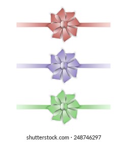 collection of the three ribbons with different color - red, violet, green