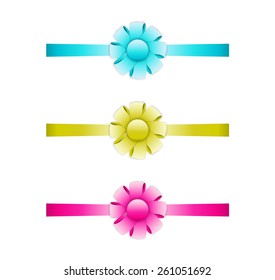 collection of the three ribbons with different color - blue, yellow, red